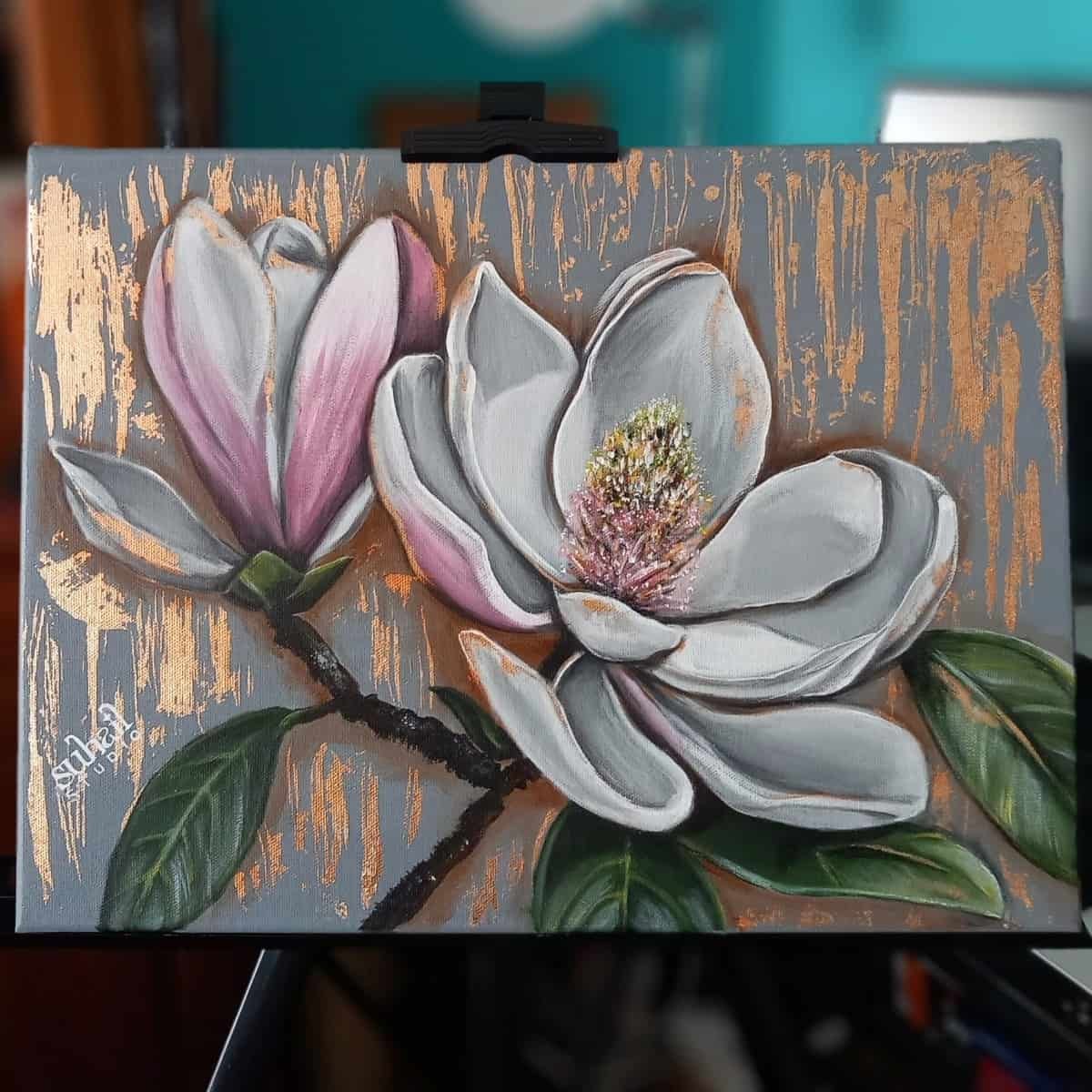 workshop presencial atrevete a florescer, pintura acrilica na tela